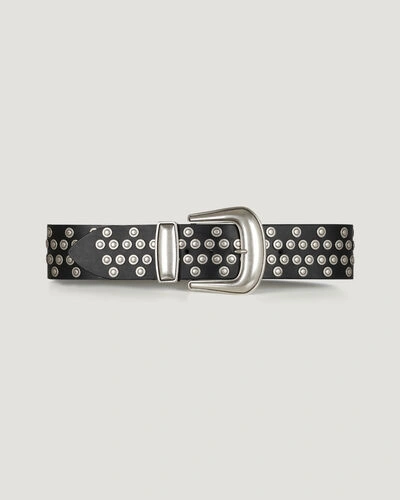 Shop Iro Reol Round Studded Leather Belt In Black