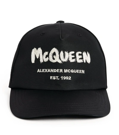 Shop Alexander Mcqueen Mcqueen Graffiti Baseball Cap In Black
