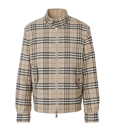Shop Burberry Cotton-wool Reversible Harrington Jacket In Neutrals