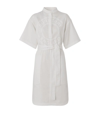 Shop Burberry Logo Graphic Smock Dress In White