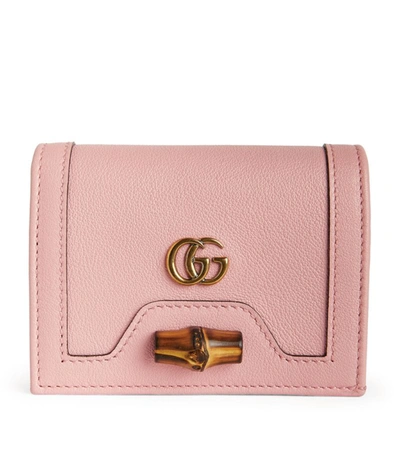Shop Gucci Leather Diana Card Case In Pink