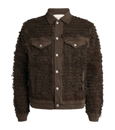 Shop Alyx 1017  9sm Shredded Denim Jacket In Brown