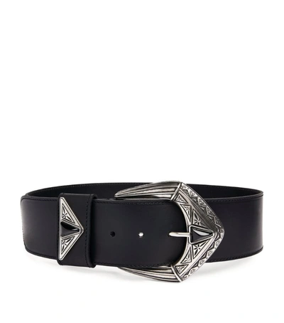 Shop Etro Leather Jewelled Belt In Black