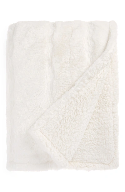 Shop Nordstrom Pintuck Faux Fur Oversize Throw Blanket In Ivory