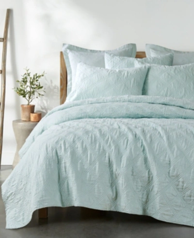 Levtex Washed Linen Relaxed Textured Quilt, Twin In Aqua