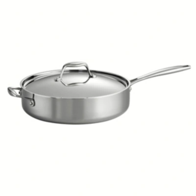 Shop Tramontina Gourmet Tri-ply Clad 3 Quart Covered Deep Saute Pan In Stainless