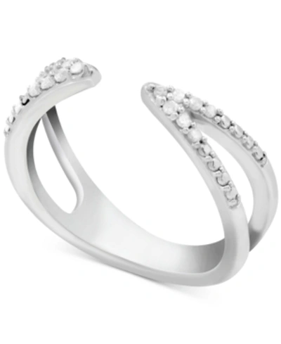 Macy's Diamond Cuff Ring (1/10 Ct. T.w.) In Sterling Silver In Sterling Silver