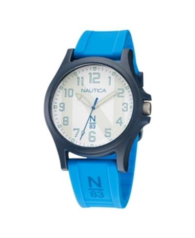 Shop Nautica Men's N83 Blue Silicone Strap Watch 40 Mm