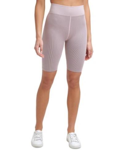 Shop Calvin Klein Performance Ribbed High-waist Bike Shorts In Secret