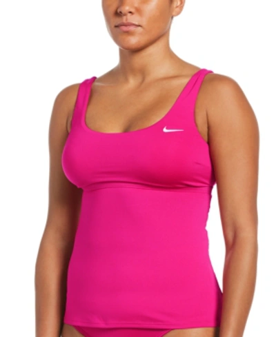 Shop Nike Essential Tankini Top Women's Swimsuit In Fireberry