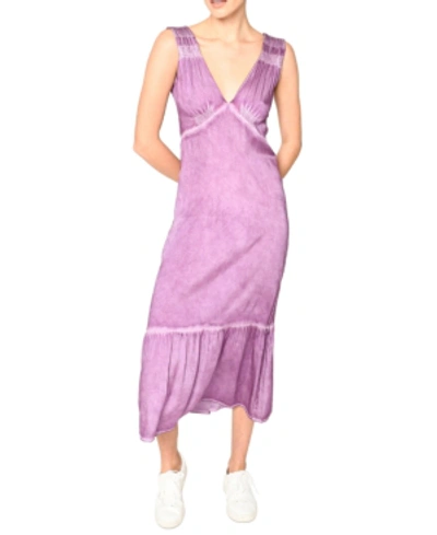 Shop Nicole Miller Charmeuse Midi Dress In Purple