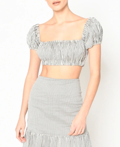 Shop Nicole Miller Metal Striped Crop Top In Gray Stripe