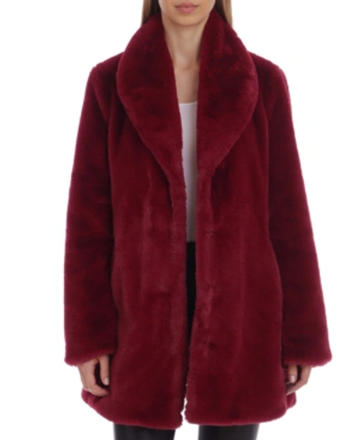 Shop Avec Les Filles Women's Faux-fur Coat In Berry