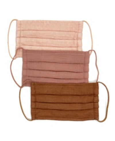 Shop Kitsch Cotton Face Mask 3pc Set In Dusty Rose