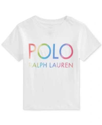 Shop Polo Ralph Lauren Toddler Girls Rainbow Logo Jersey T-shirt In White