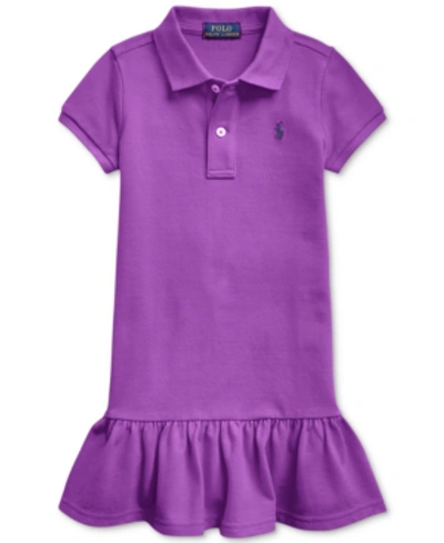 Shop Polo Ralph Lauren Little Girls Cotton Mesh Polo Dress In Paloma Purple