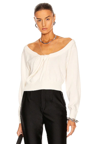 Shop Alexander Wang Cropped Drape Neck Sweater In Ivory