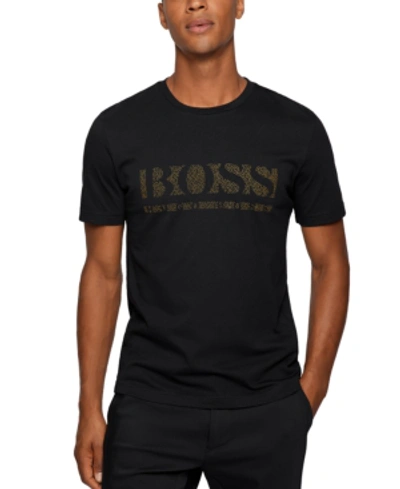 Hugo Boss Boss Gold Pixel Logo T-shirt In Black | ModeSens
