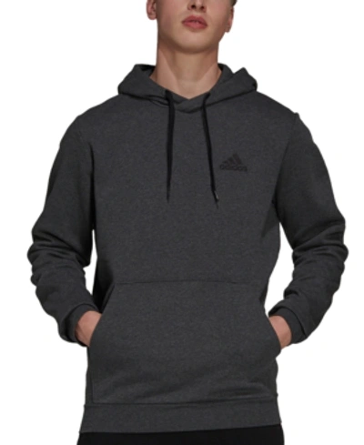 Shop Adidas Originals Men's Feel Cozy Essentials Fleece Pullover Hoodie In Dark Grey Heather