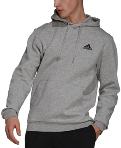 Shop Adidas Originals Men's Feel Cozy Essentials Fleece Pullover Hoodie In Medium Grey Heather