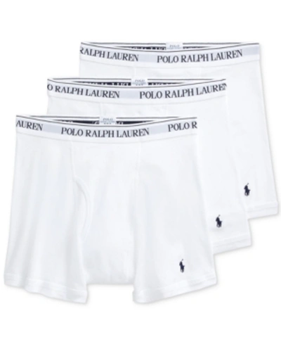 Shop Polo Ralph Lauren Men's 3-pack Big & Tall Cotton Boxer Briefs In White
