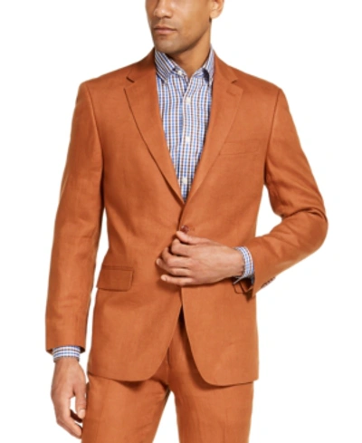 Shop Tommy Hilfiger Men's Modern Fit Linen Suit Separate Jackets In Rust