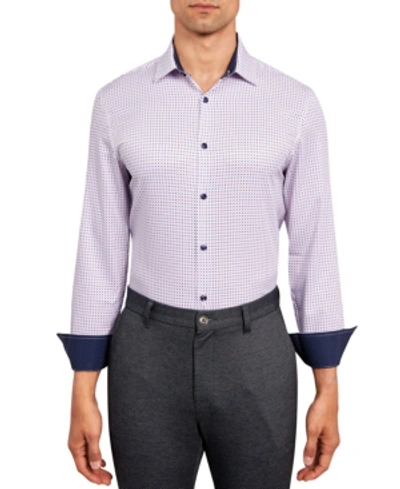 Shop Construct Men's Slim-fit Dot Print Performance Stretch Cooling Comfort Dress Shirt In Pink