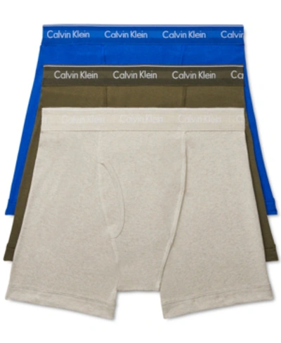 Shop Calvin Klein Men's 3-pack Cotton Classics Boxer Briefs In Royalty, Strawberry Shake, Flax Heather