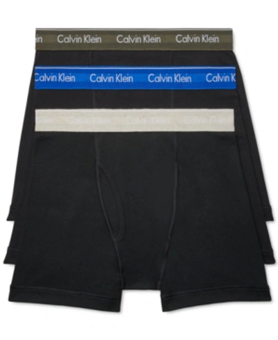 Shop Calvin Klein Men's 3-pack Cotton Classics Boxer Briefs In Black Bodies W/ Royalty, Strawberry Shake, Flax Heather
