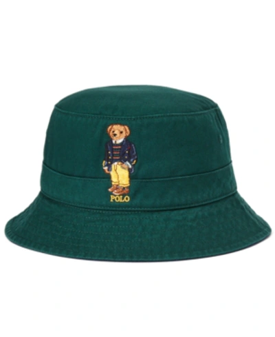 Shop Polo Ralph Lauren Men's Polo Bear Chino Bucket Hat In College Green