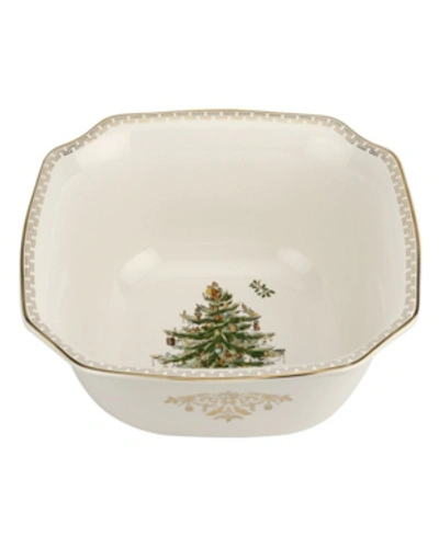 Spode Christmas Tree Gold Square Bowl In White Multi