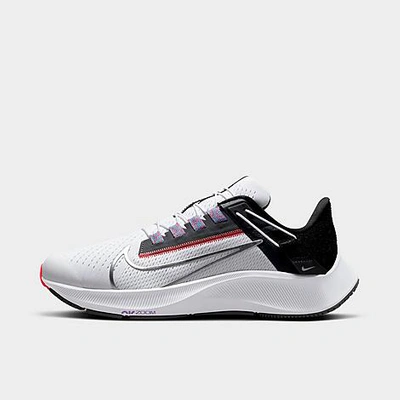 Shop Nike Women's Zoom Pegasus 38 Flyease Running Shoes (wide Width) In White/black/flash Crimson/metallic Silver