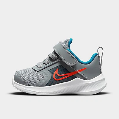 Shop Nike Boys' Toddler Downshifter 11 Hook-and-loop Casual Shoes In Particle Grey/orange/imperial Blue
