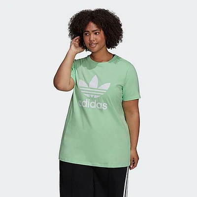 Shop Adidas Originals Adidas Women's Originals Adicolor Classics Trefoil T-shirt (plus Size) In Glory Mint