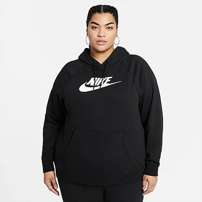 Shop Nike Women's Sportswear Essential Hoodie (plus Size) In Black/white