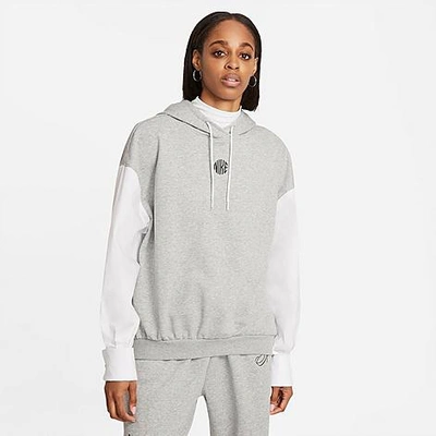 Shop Nike Women's Sportswear Icon Clash Monogram Hoodie In Dark Grey Heather/white/black