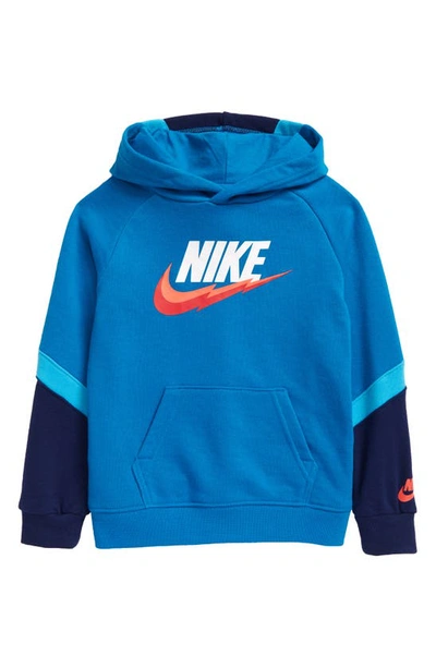 Shop Nike Kids' G4g Colorblock Hoodie In Imperial Blue