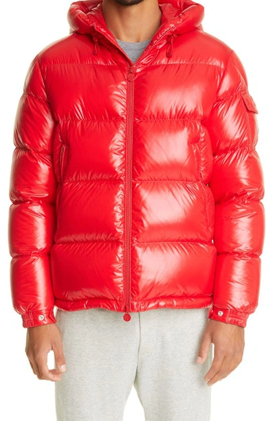 Shop Moncler Ecrins Hooded Down Puffer Jacket In Red