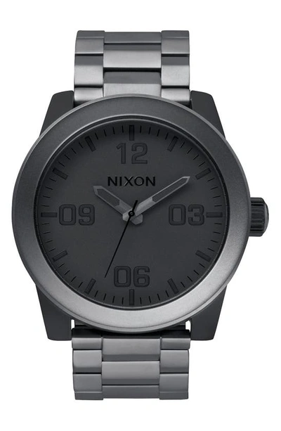 Shop Nixon The Corporal Bracelet Watch, 48mm In Matte Black/matte Gunmetal