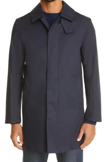 Shop Mackintosh Cambridge Waterproof Rain Coat In Navy