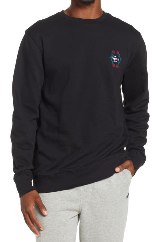 Vans Roses Crew Neck Long Sleeve Sweatshirt In Black | ModeSens