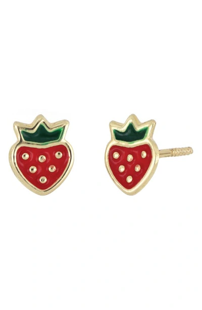 Shop Bony Levy Kids' 14k Gold Strawberry Stud Earrings In 14k Yellow Gold