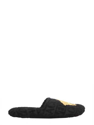 Shop Versace Cotton Slippers Unisex In Black