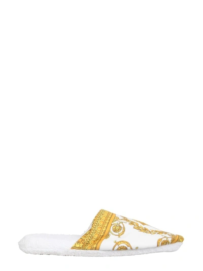 Shop Versace Cotton Slippers Unisex In White