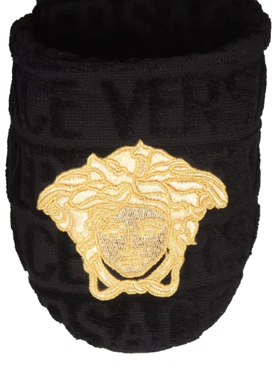 Shop Versace Cotton Slippers Unisex In Black