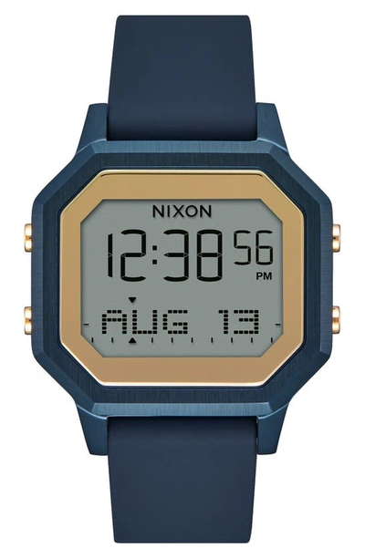 Shop Nixon Siren Digital Watch, 36mm In Navy / Gold