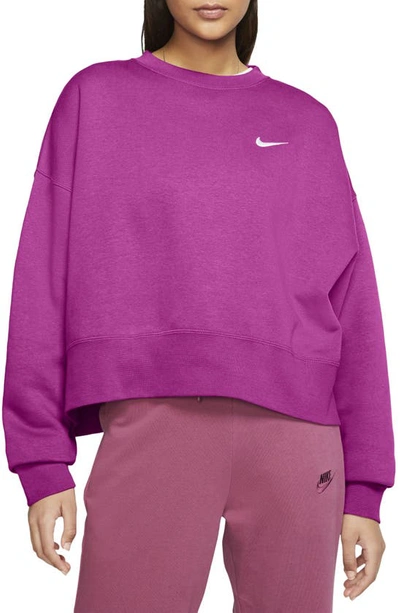 Shop Nike Sportswear Crewneck Sweatshirt In Active Fuchsia/white