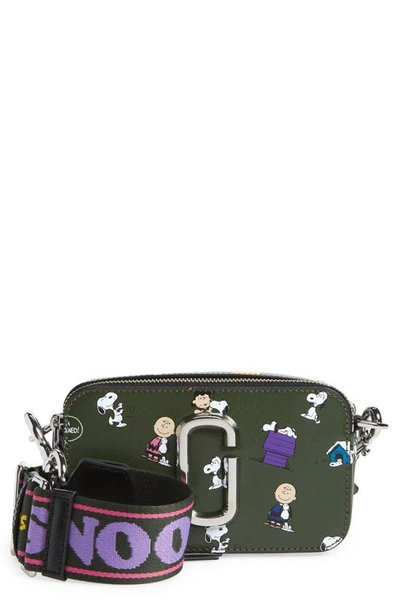 Shop Marc Jacobs Snapshot Peanuts Snoopy & Friends Canvas Crossbody Bag In Dark Green Multi