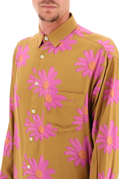 Shop Jacquemus Simon Floral Shirt In Brown,purple