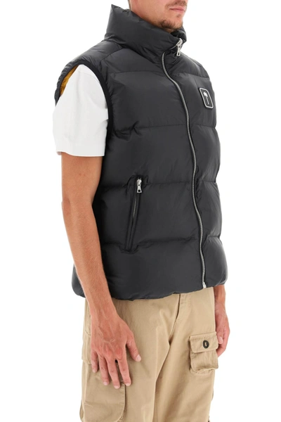 Shop Palm Angels Puffer Vest With Palm Tree Logo In Black